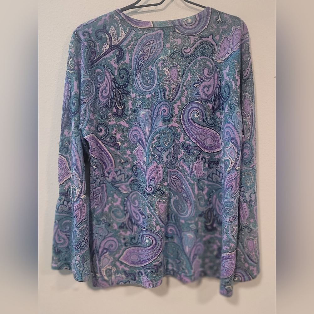 100% Merino Wool- Talbots-Paisley Print Women's Top